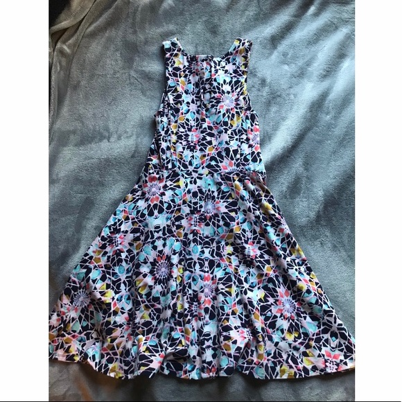 Navy and Pink Printed Dress - Picture 2 of 3